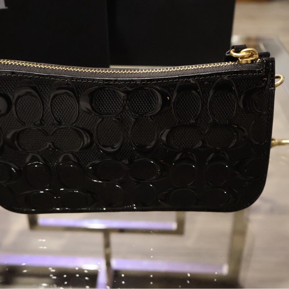 Coach Penn B4/ Black Shoulder Bag Signature Patent Leather CM552 - Picture 12 of 14